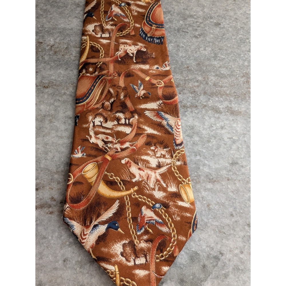 Vintage Henri Christian Designer Silk The Hunt Tie